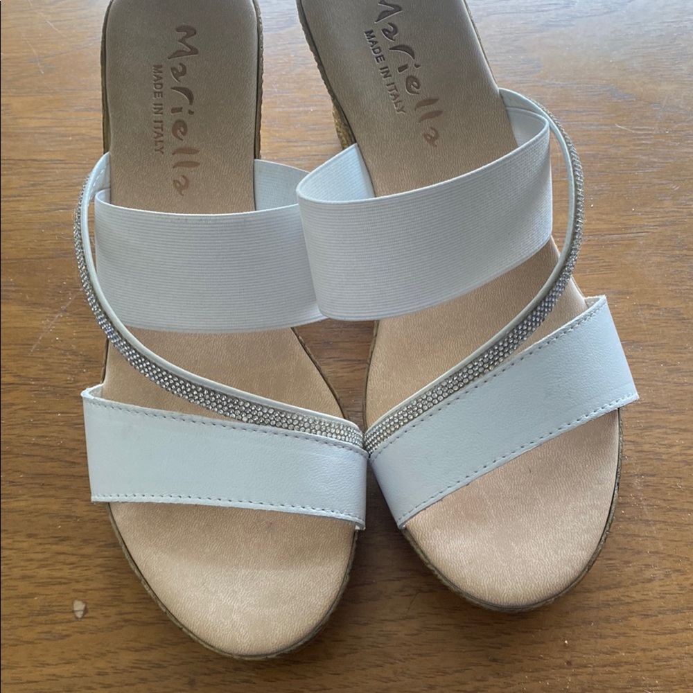MARELLA White Leather Slide Sandals